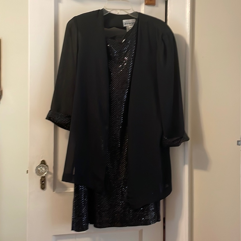 Petite Perceptions 2 Piece Sequin Mini Dress, Bla… - image 1